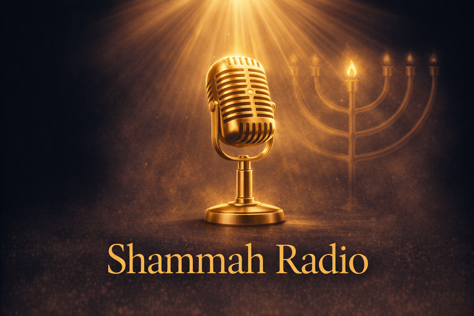 Shammah Radio - Professional broadcast image with golden microphone and heavenly light